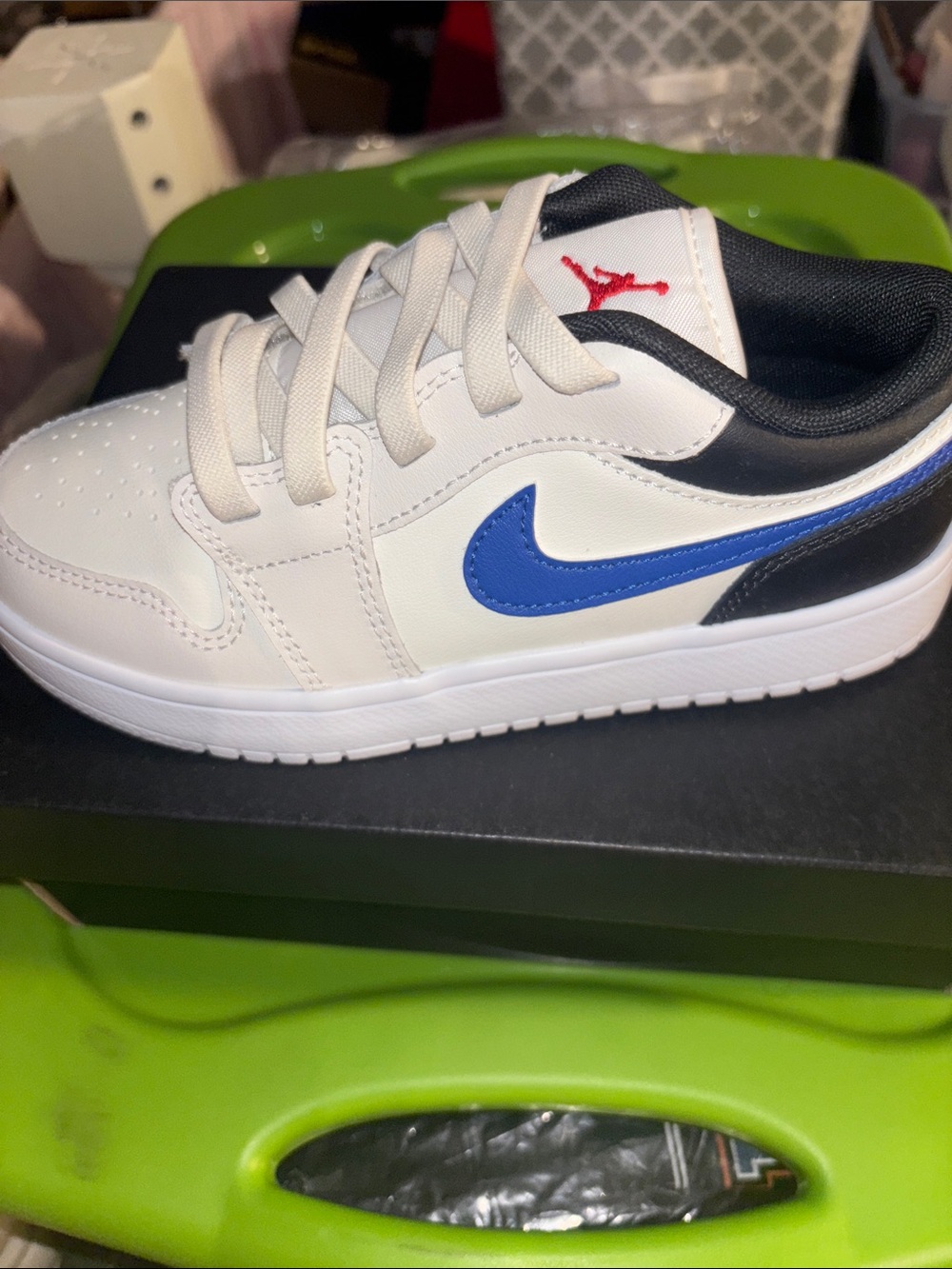 Jordan Kids White, Blue & Black Low-Top Sneakers